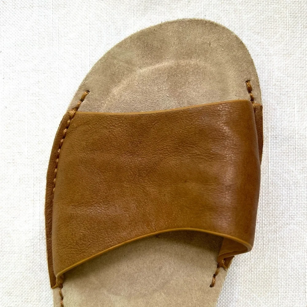 Castell de Menorca Avarca Tan Leather Sandals Size 40 Tire Tread Soles Eco